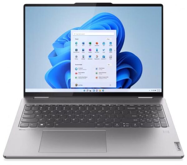 Lenovo Yoga 7 16-inch convertible laptop with AMD Ryzen 7 processor and touchscreen display.