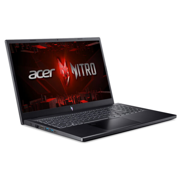 ACER NITRO VANV15-51-789J laptop in Obsidian Black with Intel Core i7-13620H, 16GB DDR5 RAM, 512GB NVMe SSD, NVIDIA RTX 4060 8GB graphics, 15.6" FHD 144Hz display, running on Windows 11, including a laptop bag.